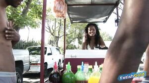 Fetish Gold - Gorgeous ebony babe gets picked up and ri