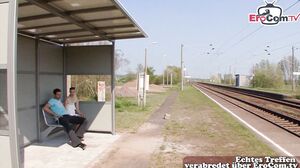 Public Sex at Train Station with german skinny tall blo