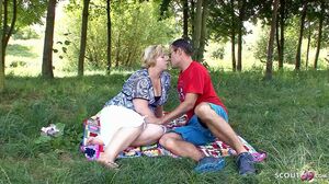 German Curvy Wife seduce to Outdoor Cheating Sex with S