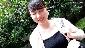 A super perverted young wife in her 30s walks with a vi