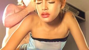 Teen ladyboy blows thick dick and ass fucked