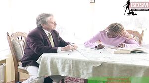 Old white Teacher punish and Spank black german teen