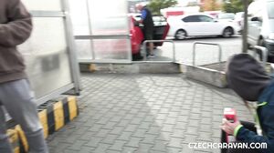 She showed him her wet pussy after a quick shower in th