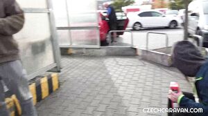 Tiffany Blue - She showed him her wet pussy after a quick shower in the caravan