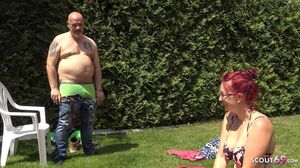 German Curvy Wife Fuck at Beach with Egon Kowalski while her husband is next to her