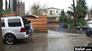 Horny babe in striped stockings gets plowed