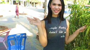 Ladyboy jerks off in public toilet