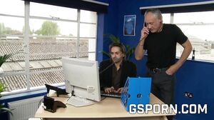 GS studio - Hard sex group in the office with two hot m