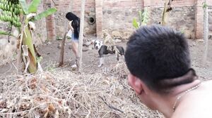 Kittydesiresx - Mi Vecina Tetona Estaba Regando Las Plantas Y Me La Follo Al Aire Libre