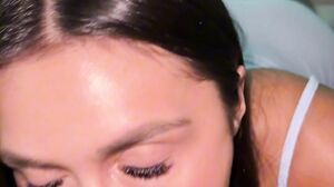 Caryn Beaumont - Blue Dress POV Blowjob with Facial