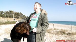 EroCom - Spanish amateur couple fucks outdoor at a beach