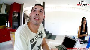 EroCom - Blonde woman gets fucked in her red bikini at the terrace