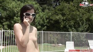 EroCom - Black guy fucks a skinny brunette with hairy pussy in her asshole with his monstercock