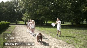 Russian Institute - Three guys for brunette Anita Bellini in the tent