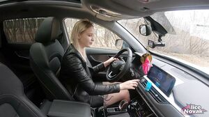 Alice Novak - Teen blonde was driving and wanted to masturbate her pussy on the highway!