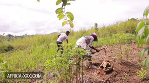 Africa-XXX - Ebony beauty takes a sexy break from the field work