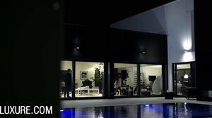 Luxure - Three guys take turns on Cara Saint-Germain in hot stockings