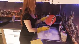 BabbyLittle - handjob dildo in rubber gloves
