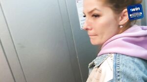 BabbyLittle - sex in the elevator with a neighbor. deep blowjob.