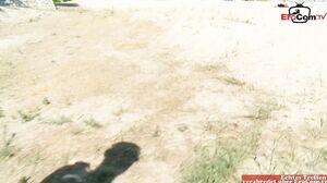 EroCom - Blonde amateur woman has hot three hole sex at the beach