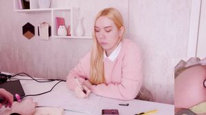 Estie Kay - Helping my stepsister with homework but she's too distracted with vibro plug in her ass!