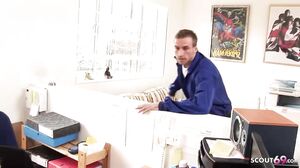 Femdom FFM Threesome Fuck with two Big Boobs MILFs and Craftsman