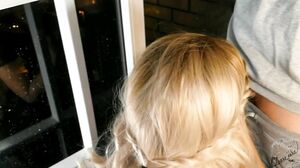 Cheese Cake - Hot Blonde Smokes on the Balcony and Sucks a Dirty Dick