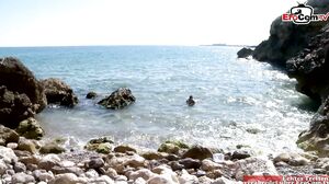 EroCom - Skinny blonde Latina gets two dicks in all her holes during a threesome at the beach