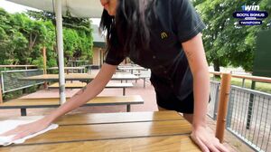 Eva Soda - Risky public sex in the toilet  Fucked a McDonald's worker because of spilled soda! - Eva Soda