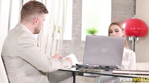 Slutty Secretary Alexis Crystal Sucks And DP's Her Way To A New Job