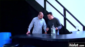 Two babes enjoy his hard schlong