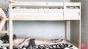 YourFetishHere - POV hostel neighbor jerked off my dick with her feet so that I cum in her mouth