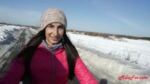 Mila Fox - I fucked in the winter on a motorcycle. Creampie