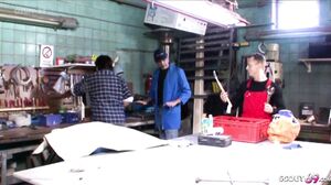 Scout69 - German boss with hairy pussy lets the trainee fuck her in the workshop