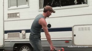 Redhead babe hard DP in a gangbang with Papy Voyeur