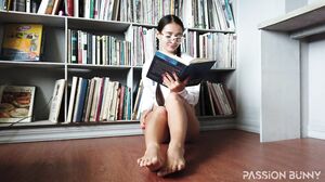 PassionBunny - Crazy schoolgirl masturbate pussy and read book in library