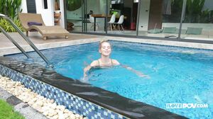 Poolside Blowjob with Little Angel in 4K