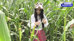 airaccoon - Security guard catches slut thief in cornfield and gives her a ticket on the spot