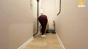 HotWife Vika - The whore told her cuckold that she went for a run, and she fucks in the entrance with her lover