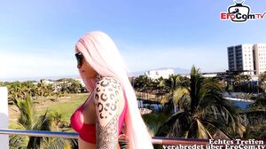 EroCom - Sexy young Latina with big tits and pink hair having POV sex
