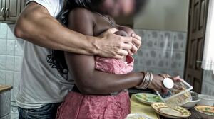 Ebony hot MILF housewife railed in the kitchen making a big mess!