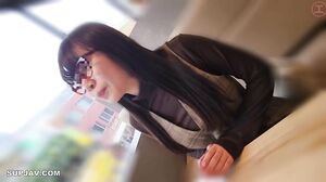 Mourning woman with plain glasses. She gets kissed and sucked by a miserable old man in return for an easy loan, and even gets Nakadashi!