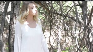 Babe Stare - Beautiful blonde model caught fingering her shaved pussy outdoors