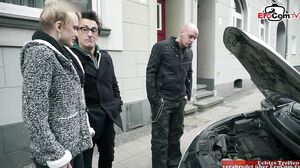 EroCom - Skinny German slut picked up by two guys for a threesome