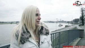 EroCom - German blonde picked up on the street for a hot threesome