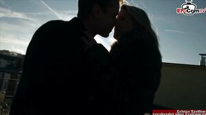 EroCom - Skinny blonde fucks in black stockings and yellow top