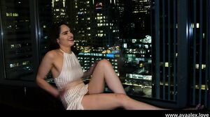 Ava Alex - Hot sex & facial on hotel window sill