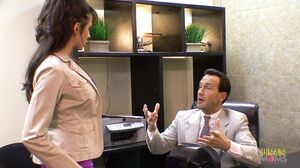 Inviting dancers into the office turns into group sex with two creampies for the milfs