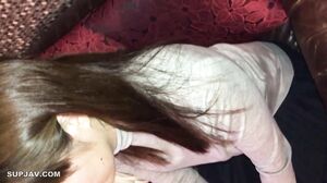 A quiet married woman licks up a cock with an erotic face and moans and comes all over herself