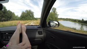 Alisa Lovely - Wet Blowjob and Hot Sex in the Backseat of a Car after a Walk on the Outdoor with Young Brunette POV
